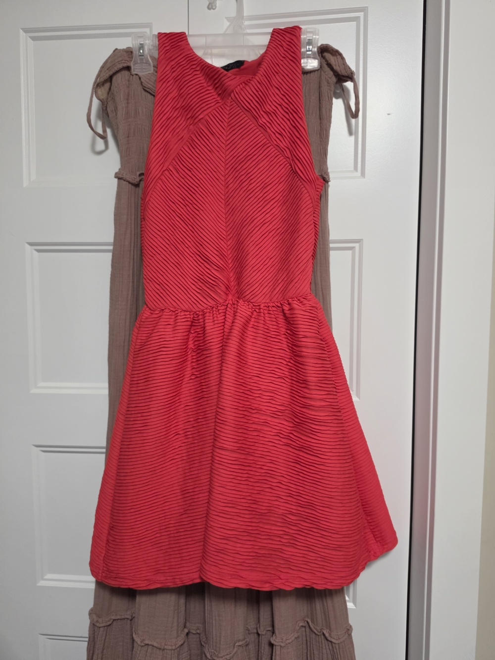 Girls Red Textured Fit-and-Flare Dress Size 6
